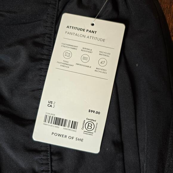 Athleta Attitude Pants - Black - Size 2 - NWT - 384001 - Picture 10 of 10